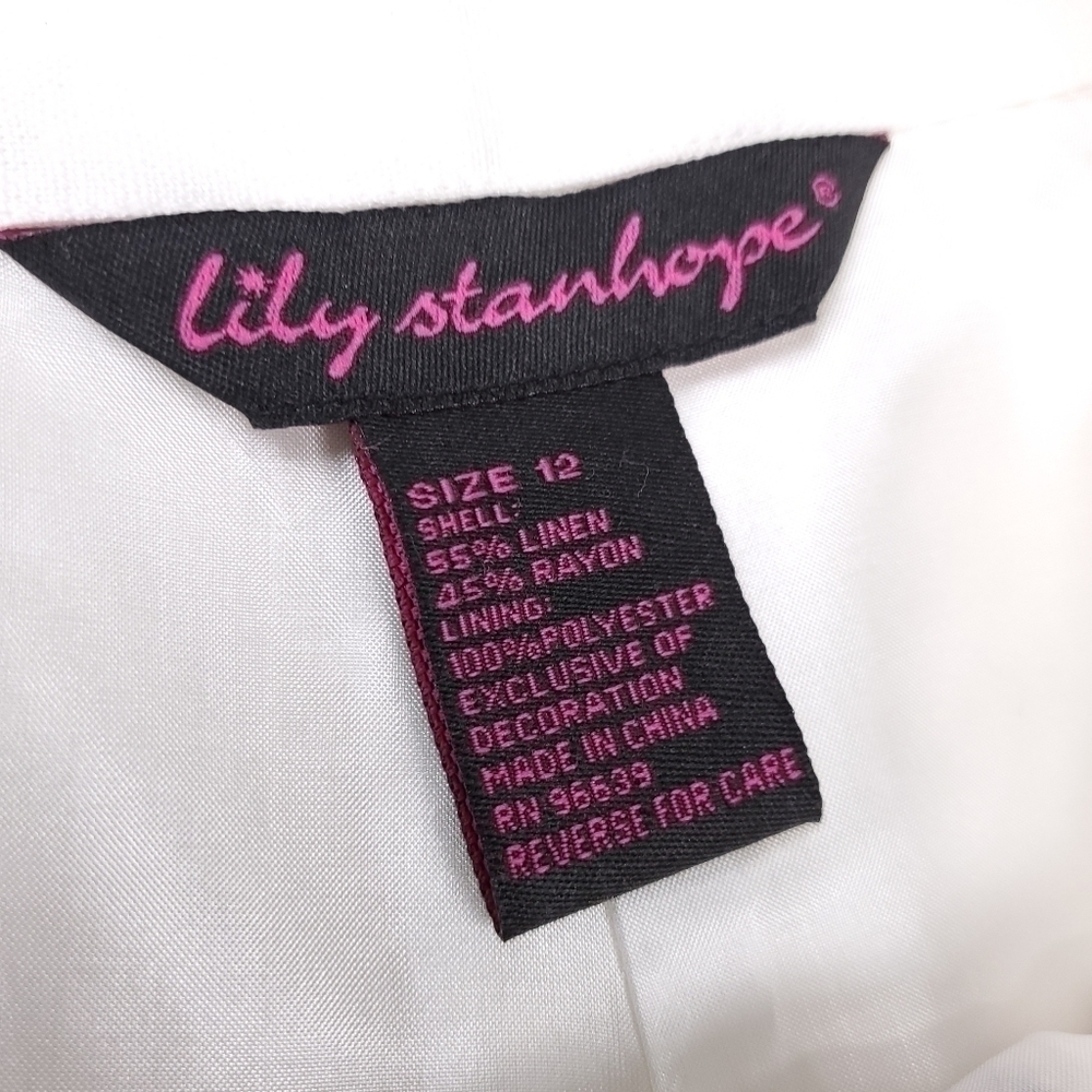 Lilly Stanhope White Floral Embroidered Linen Blend Skirt Sz 10 - Picture 3 of 11